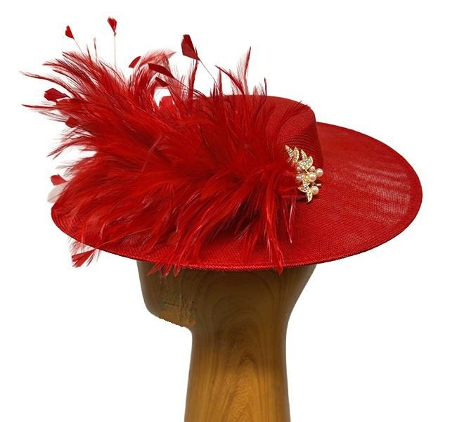Sahara red feathers boater - Image 2